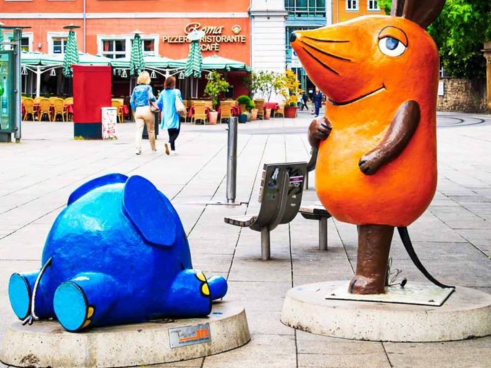 In Erfurts Innenstadt sind viele Kika-Figuren anzutreffen