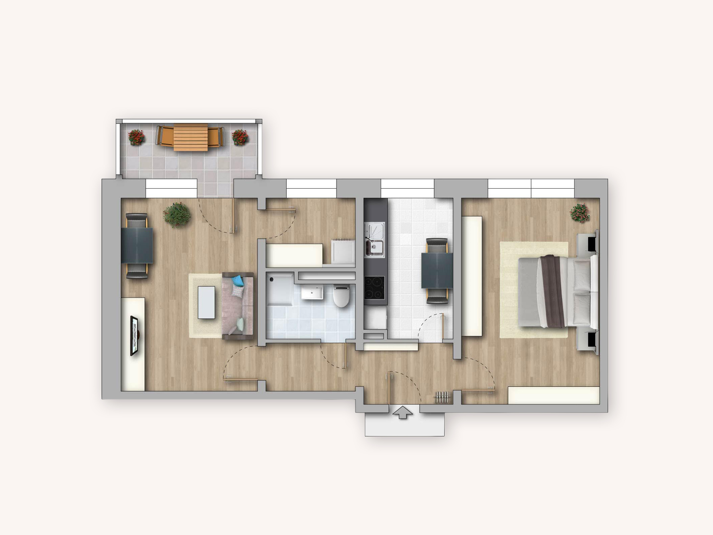 Grundriss 2-Raum-Wohnung
