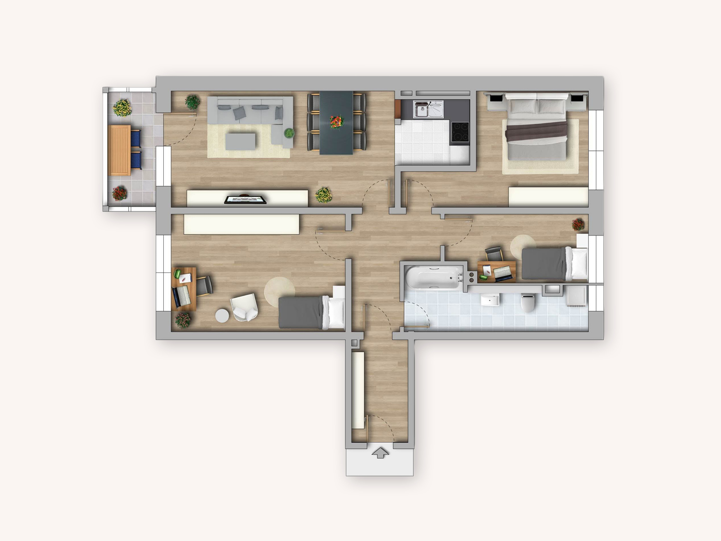 Grundriss 4-Raum-Wohnung